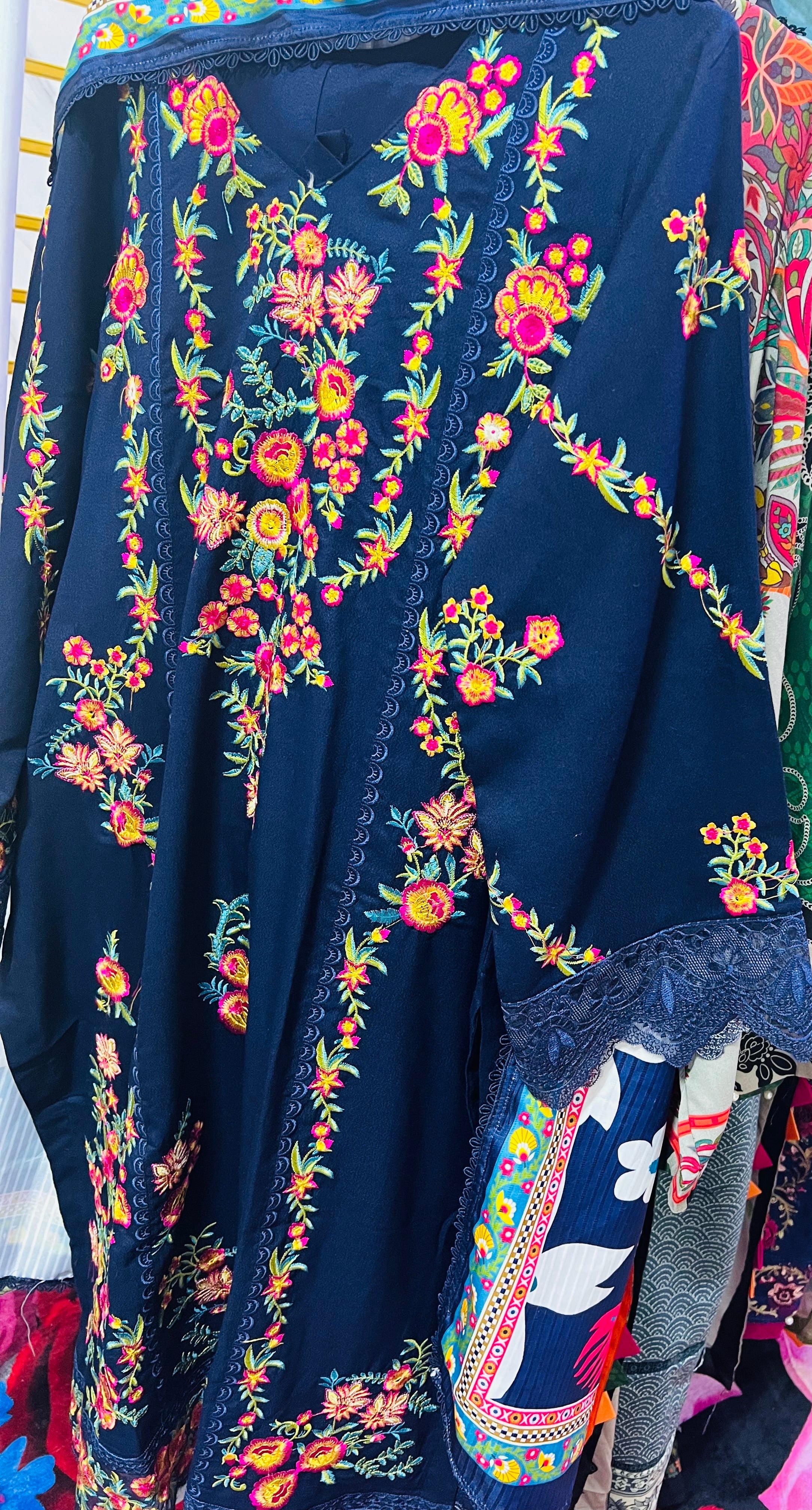 Aneelas collection stiched dhanak fabric 3 pc suit