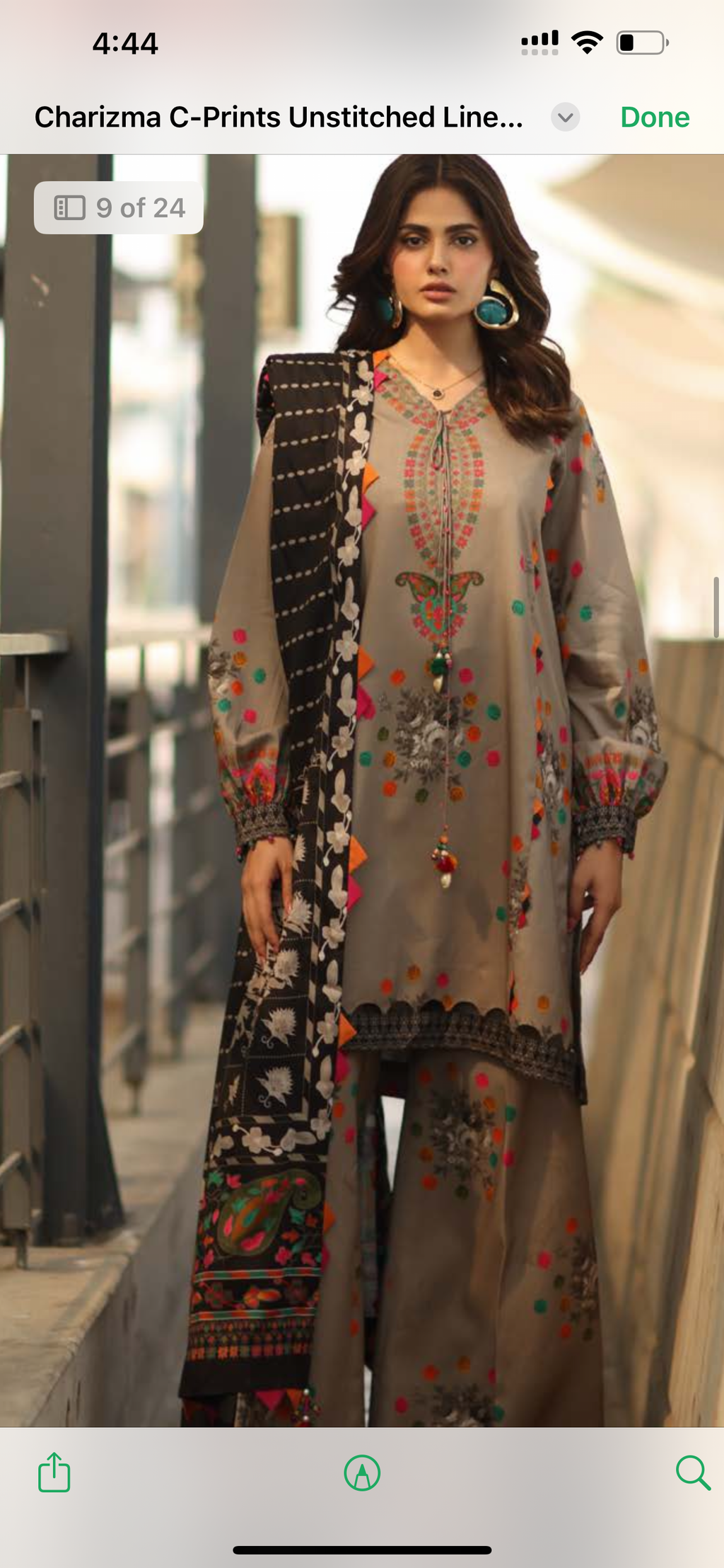 Charizma orignl stiched 3 pc linen fabric