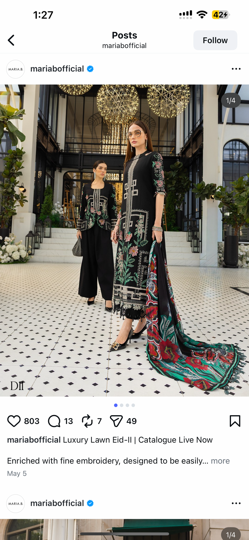 Maria b stiched luxury lawn master replica