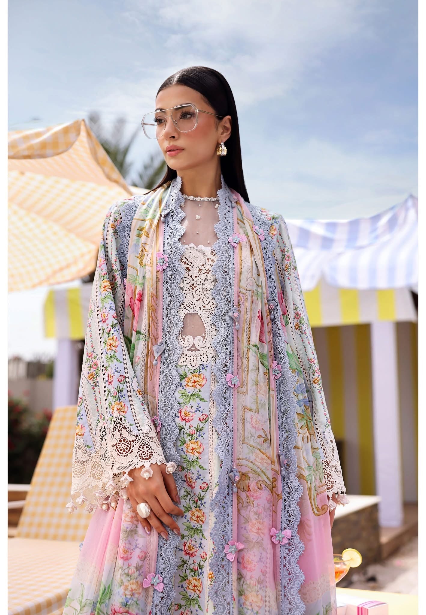 Maria b stiched lawn embroided