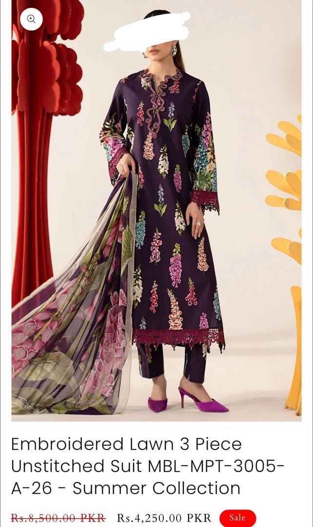 Maria b stiched master replica lawn hit code