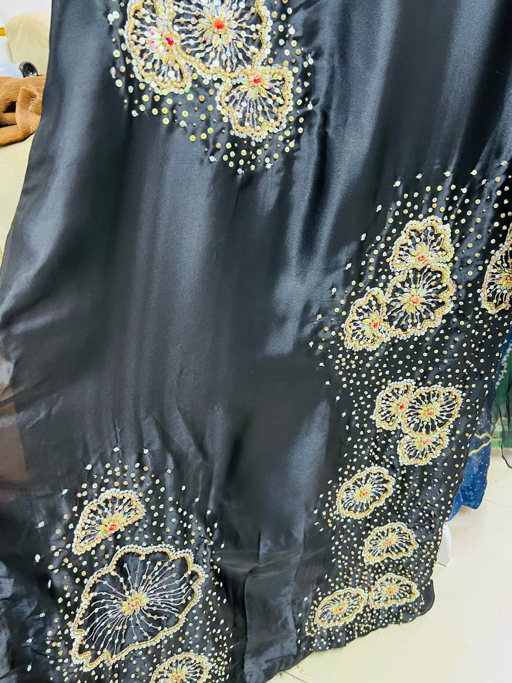 Black handwork stylish silk stiched trendy outfit 3 pc suit