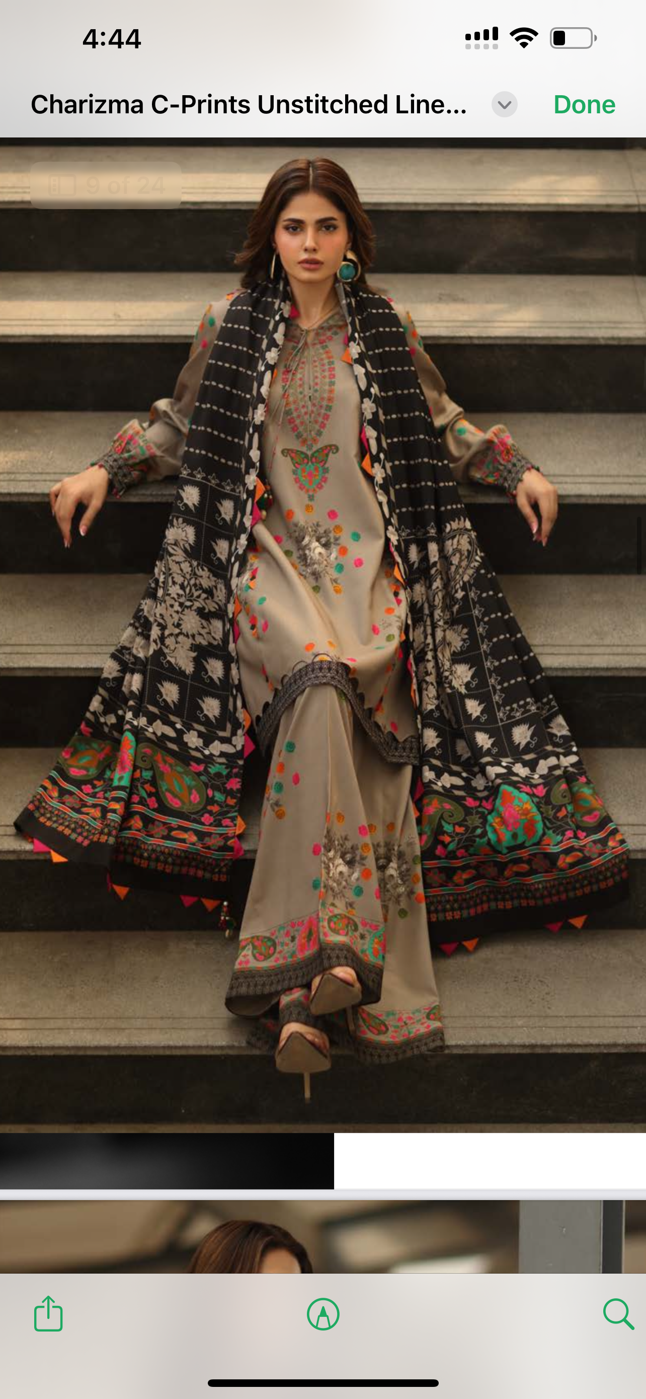 Charizma orignl stiched 3 pc linen fabric